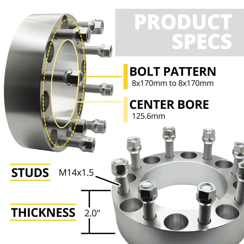 Ford F-250 1997 + 8x170 to 8x170 Wheel Adapter 2.0’’ Thick | 14x1.5 | 125.6 CB