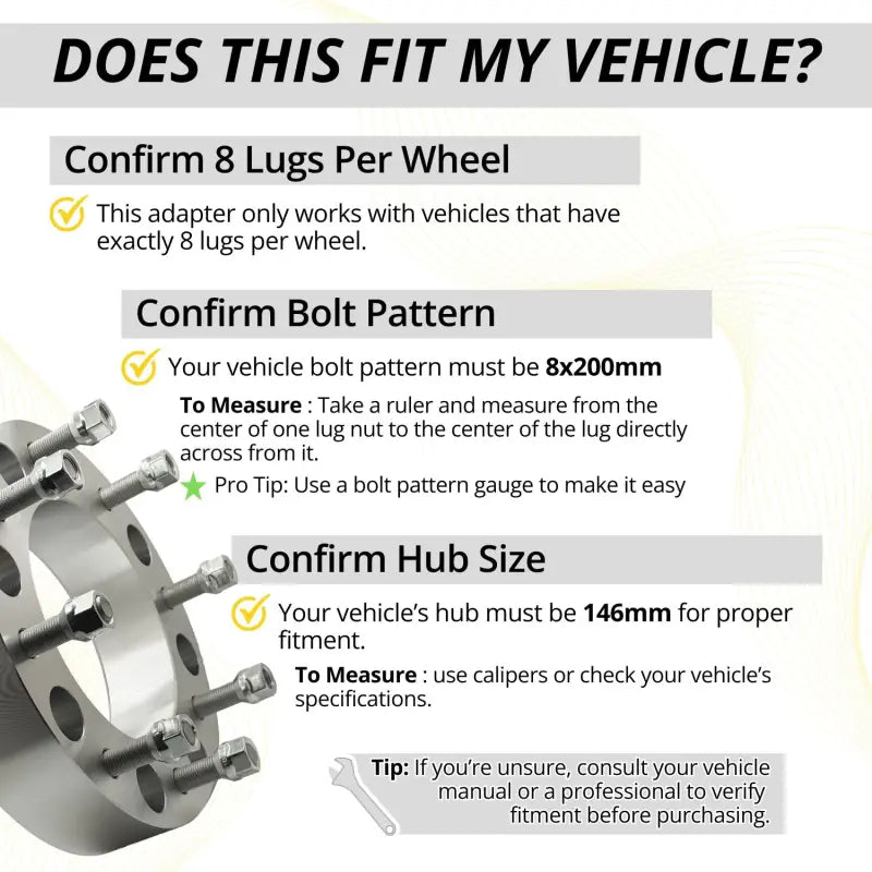 Ford F-350 Dually 2005 + / Ram 3500 Dually 2019 + 8x200 to 8x200 Wheel Adapter 2.0’’ Thick | 14x1.5 | 146 CB
