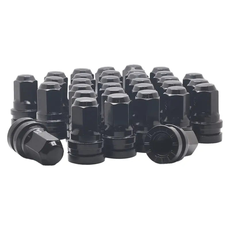 Ford Super Duty 2010 & Newer 14x1.5 Flat Seat Torque Retention OE Replacement Lug Nuts - Black / 8 Lug Kit
