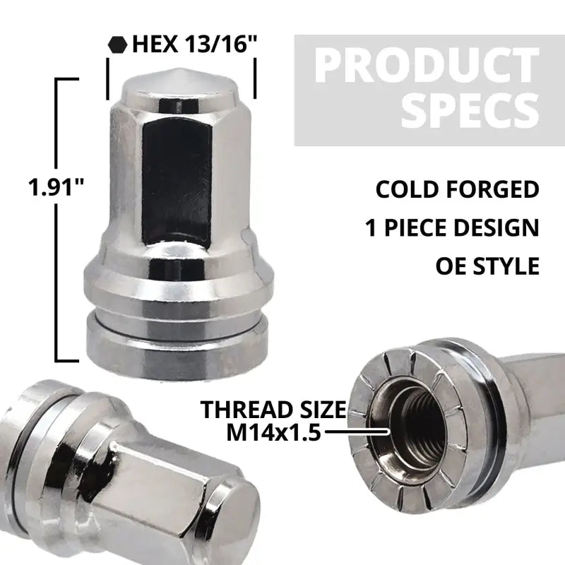 Ford Super Duty 2010 & Newer 14x1.5 Flat Seat Torque Retention OE Replacement Lug Nuts