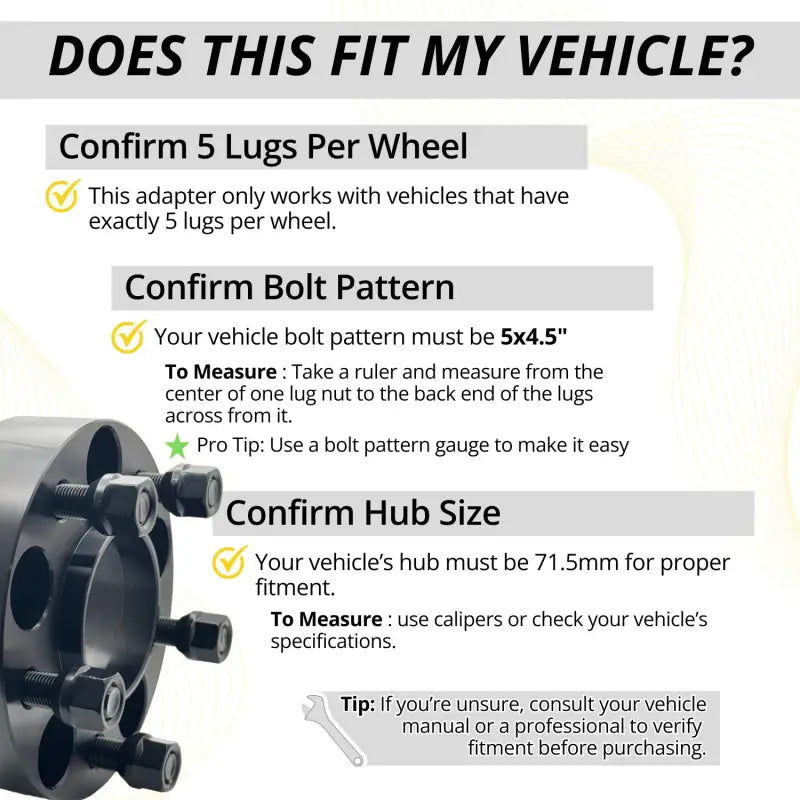 Jeep TJ/YJ Wrangler Hubcentric Adapter 5x4.5 to 5x4.5 | 1.5’’ Thick | 1/2’’-20 | 71.5 CB