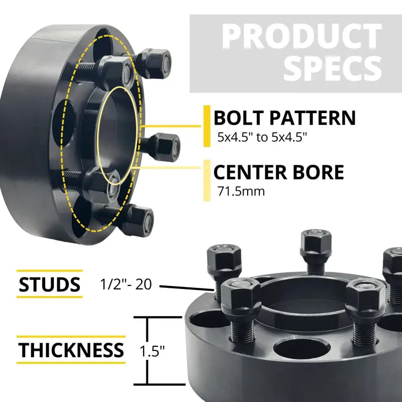 Jeep TJ/YJ Wrangler Hubcentric Adapter 5x4.5 to 5x4.5 | 1.5’’ Thick | 1/2’’-20 | 71.5 CB