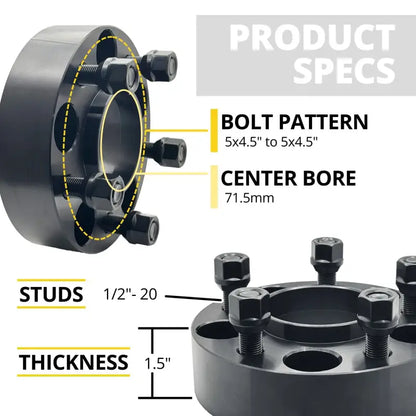 Jeep TJ/YJ Wrangler Hubcentric Adapter 5x4.5 to 5x4.5 | 1.5’’ Thick | 1/2’’-20 | 71.5 CB