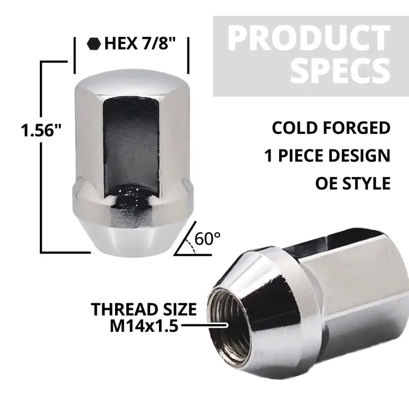 Ram 1500 Charger Challenger Jeep JL GM 1500 14x1.5 Large Seat 7/8’’ Hex OE Replacement Lug Nuts