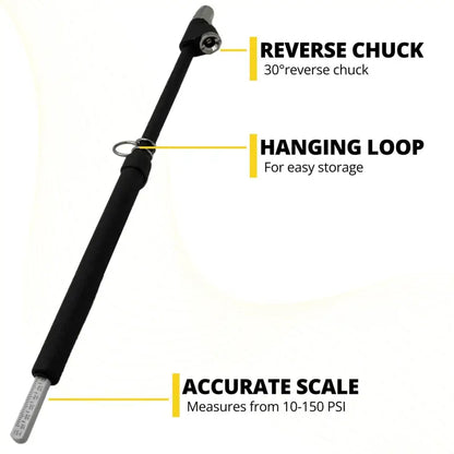 Straight-On Dual Foot Air Gauge - 10’’ Length | 10-150 PSI