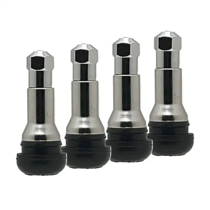TR413 Rubber Passenger Snap-In Valve Stem - 4 Pack - Chrome / 4 Pack